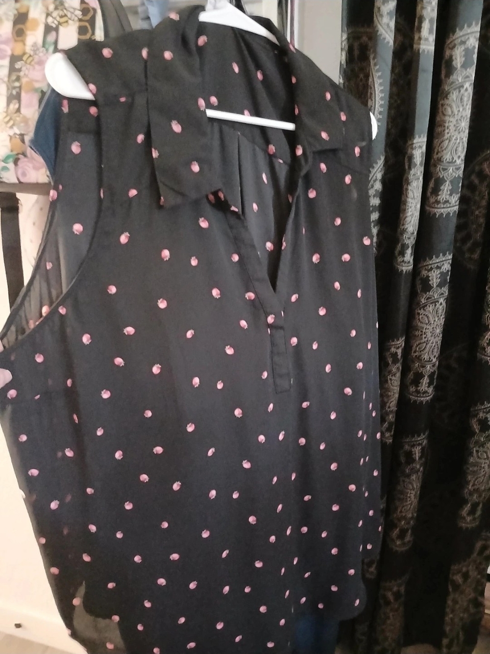 torrid Black Sleeveless Blouse with Pink Strawberries